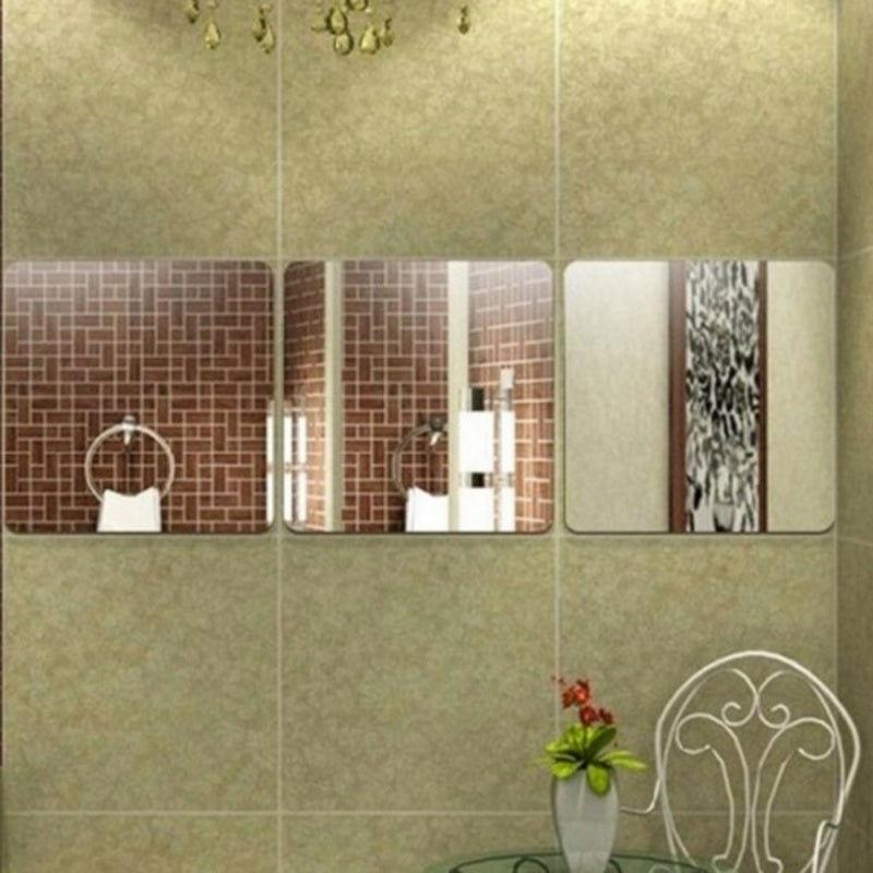 6Pcs Square Mirror Tile Wall Ers 3D Decal Mosaic Home Room D
